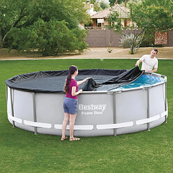 Bestway Couverture Flowclear Ø427 cm - Anthracite Couvre-piscine pour éviter saletés et algues - Fixation par cordes incluse