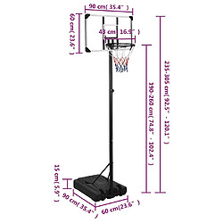 vidaXL Support de basket-ball 235-305 cm Transparent pas cher