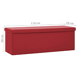 VidaXL Banc de Rangement Pliable - Rouge Bordeaux PVC pas cher