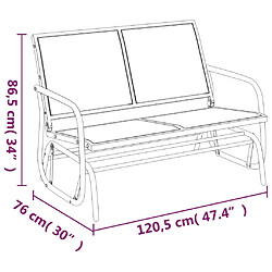 vidaXL Banc Oscillant de Jardin 120,5x76x86,5 cm Noir pas cher