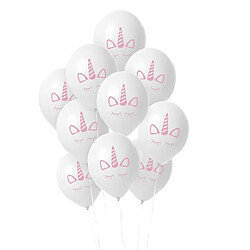 Paris Prix Ballons de Baudruche Licorne 18 cm Lot de 10 ballons - Thème Licorne - Latex et élastomère - Couleur blanc/rose