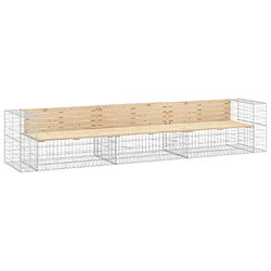 VidaXL Banc gabion bois de pin 347 cm