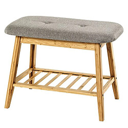 Pegane Banc en bambou avec rangement - Gris