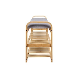 Avis LEITMOTIV Banc Arch avec deux étagères en bambou et tissu - Gris