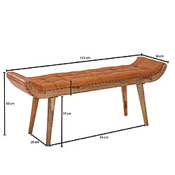 Acheter Mes Banc 2 places cuir et bois - Marron