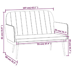Helloshop26 Banc banquette 2 places - Gris pas cher