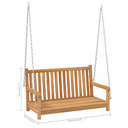 vidaXL Balancelle Bois de teck massif 114 cm pas cher