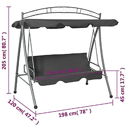 vidaXL Balancelle convertible à auvent Anthracite pas cher