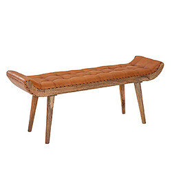 Avis Mes Banc 2 places cuir et bois - Marron