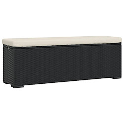 vidaXL Banc Pouf avec Coussin Noir - Résine Tressée 110 cm