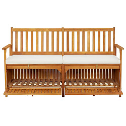 Avis VidaXL Banc de rangement 148 cm Acacia massif avec coussin Blanc
