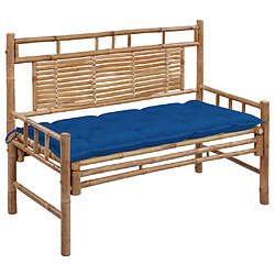 VIDAXL Banc de jardin avec coussin - Bambou/bleu