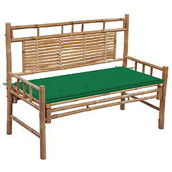 vidaXL Banc bambou avec coussin vert 120 cm
