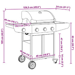 Vidaxl Barbecue gaz - 4 brûleurs pas cher