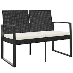 vidaXL Banc de jardin avec coussins - Noir rotin PP