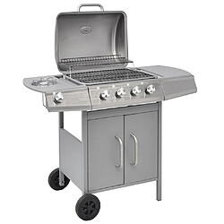 vidaXL Barbecue à gaz 4 + 1 Argenté