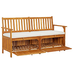 Acheter VidaXL Banc de rangement 148 cm Acacia massif avec coussin Blanc