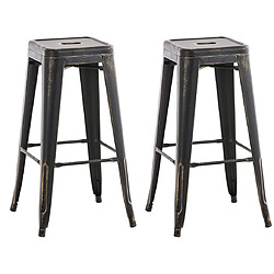 Decoshop26 lot de 2 tabourets de bar - Noir