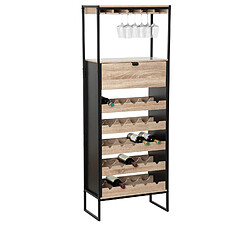Five Simply Smart Meuble bar avec rack pour 25 bouteilles en bois ALIAJ - Noir