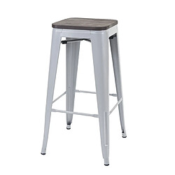 Decoshop26 Tabouret de bar bois métal - Gris