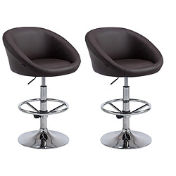 Decoshop26 Lot de 2 tabourets de bar - Marron