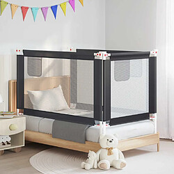 vidaXL Barrière de sécurité de lit d'enfant 140x25 cm Barrière de lit - Gris foncé - Pour matelas 3-33 cm - Tissu polyester et métal