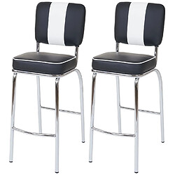 Decoshop26 Set de 2 tabourets de bar - Noir