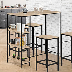 Idmarket Table de Bar Detroit - Bois et Métal Noir