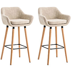 Decoshop26 Lot de 2 tabourets de bar - Crème