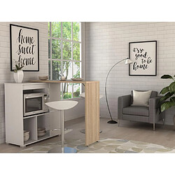 Vente-Unique Meuble de Bar Pivotant Saturne - Naturel et Blanc