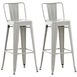 Decoshop26 Lot de 2 Tabourets de Bar Design Industriel - Gris