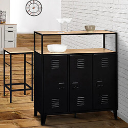 Idmarket Meuble Bar Ester - Noir et Bois