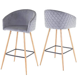 Decoshop26 Lot de tabourets de bar - Velours gris