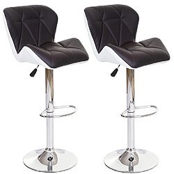 Decoshop26 Lot de tabourets de bar - Synthétique marron et blanc