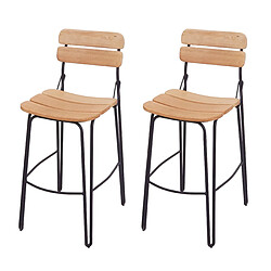 Decoshop26 Lot de 2 tabourets de bar industriel - Marron