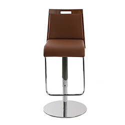 Angel Cerda Tabouret pivotant en similicuir marron et noyer
