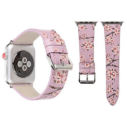 Wewoo Bracelet cuir véritable violet Apple Watch 42mm