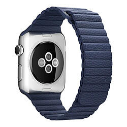 Avizar Bracelet Apple Watch 42 et 44 mm en Cuir matelassé et Magnétique - Bleu foncé