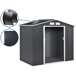 Habitat Et Jardin Abri de jardin métal - Vegas - 5.29 m² avec panneaux solaires - Gris