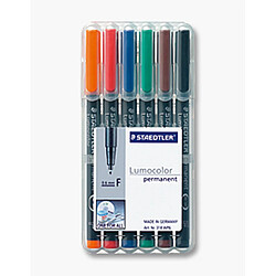 Staedtler Marqueur permanent 318 WP6 1 mm - Noir/Multicouleur
