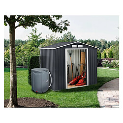 Habitat Et Jardin Abri de jardin métal- Vegas - 2,7 m² avec gouttière et récupérateur d'eau - Gris