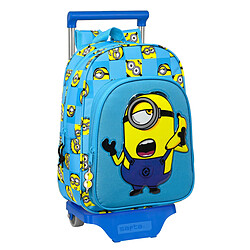 Minions Cartable à roulettes - Bleu Cartable enfant - Rembourrage ergonomique - 26 x 34 x 11 cm - Polyester