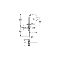 mitigeur évier - costa l - poignées métal à isolation thermique - bec haut mobile - chromé - grohe 31829001