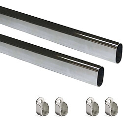 EMUCA Tube de Penderie Acier 30x15mm (Lot de 2)