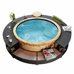 Acheter vidaXL Cadre bain à remous noir résine tressée