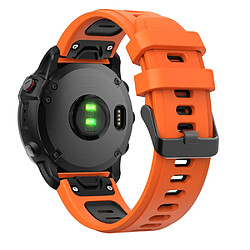 Bracelet Silicone Bicolore pour Garmin Fenix 6 - Orange/Noir Bracelet silicone à dégagement rapide - Compatible Garmin Fenix 6 - Bicolore orange/noir