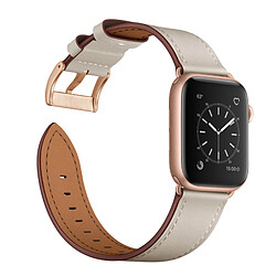 Avizar Bracelet Cuir Véritable Beige pour Apple Watch