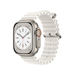 Phonecare Bracelet Silicone Ocean Waves - Apple Watch Series 9 41mm Bracelet de montre - Silicone tubulaire - Boucle titane - Blanc