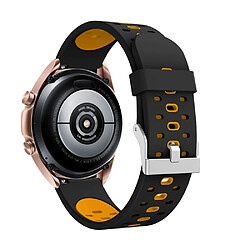 Bracelet en silicone bicolore noir/orange pour Samsung Galaxy Watch3 41mm Bracelet en silicone pour montre connectée - Compatible Samsung Galaxy Watch3 - Bicolore noir/orange
