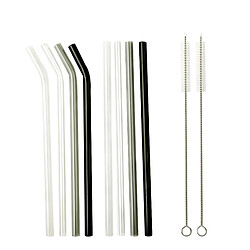 La Vague Ensemble de pailles en verre réutilisables mixtes Noir & Blanc